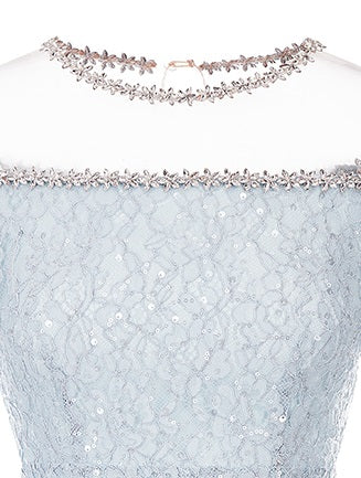 Wardrobes By Chen Elegant Blue jeweled neck Neck lace Dress - Nina