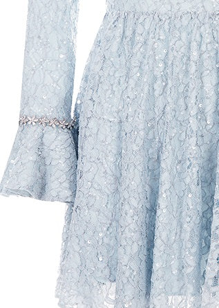 Wardrobes By Chen Elegant Blue jeweled neck Neck lace Dress - Nina