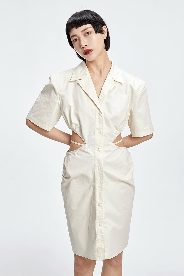 TINY IN shirt padded shoulder waist dress-CHIZZY