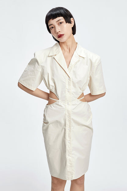 TINY IN shirt padded shoulder waist dress-CHIZZY