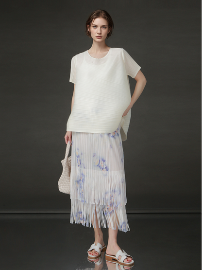 PIAOIN Miyake style simple premium pleated design T-shirt  -CECILLIA
