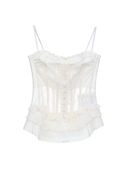 FAME lace embroidered splicing suspender top