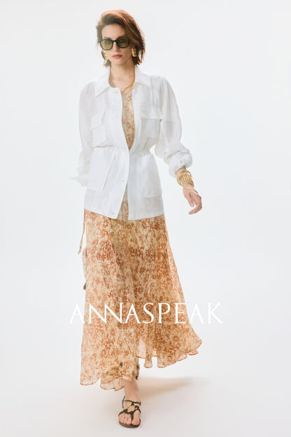ANNASPEAK  linen light drawstring shunting jacket-SAYE.