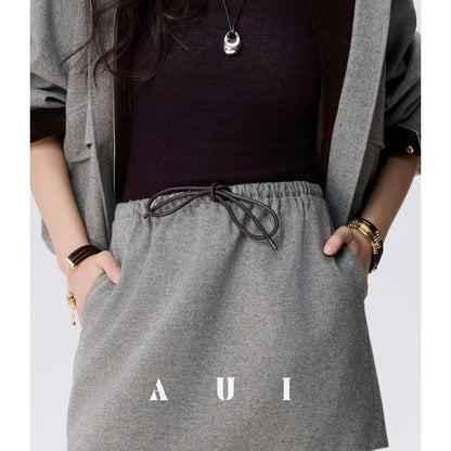 AUI Professional Fall/Winter New High-End Waist Temperament Short Skirt - CRACK