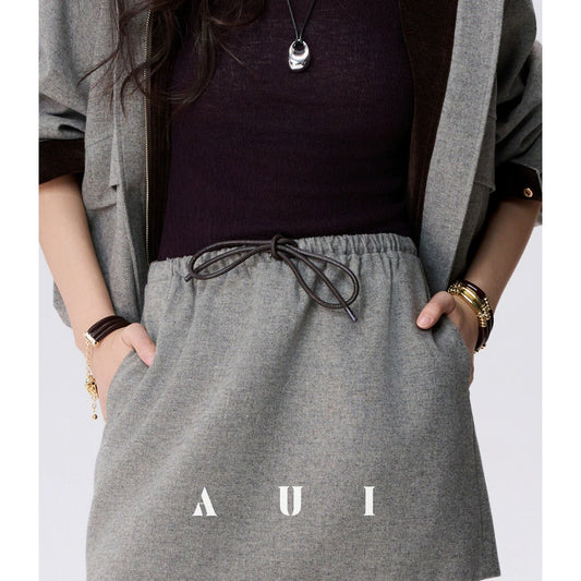 AUI Professional Fall/Winter New High-End Waist Temperament Short Skirt - CRACK