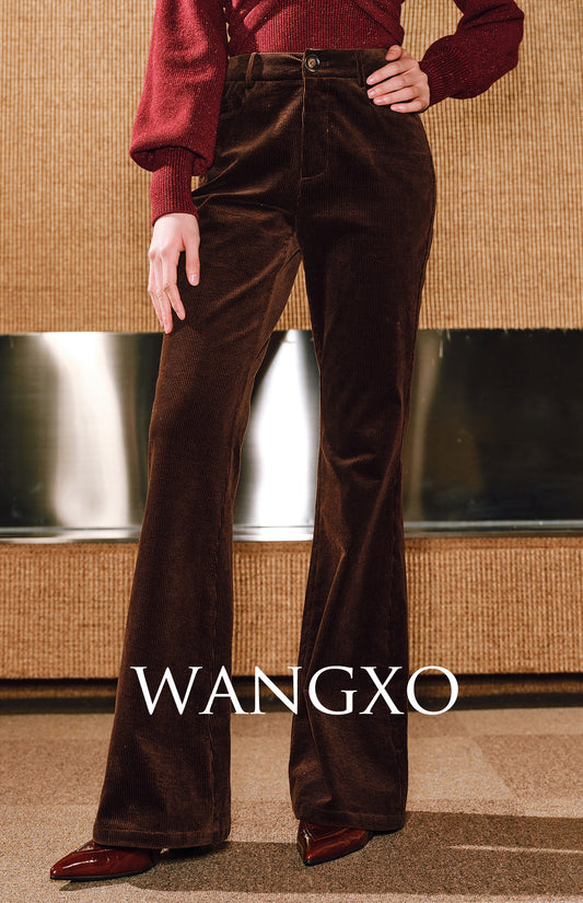 WANGXO | Custom Modal Cotton Corduroy Drape Retro Bootcut Trousers -NIMA.