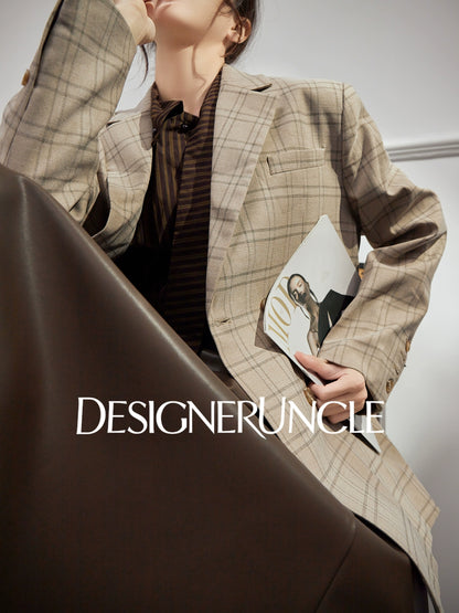 DGU|Khaki blazer new high-end niche retro trendy casual suit - JOY.