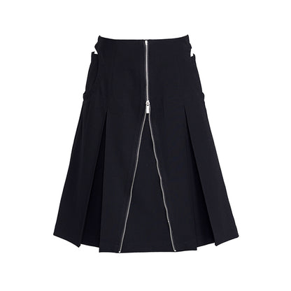 TINY IN arc cutout zipper versatile women's A-line skirt -GENI