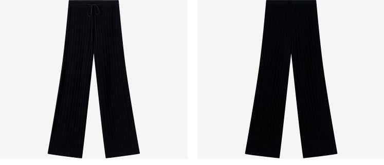 COMME MOI Lv Yan designer summer women's black thin texture knitted straight pants - AYLA.