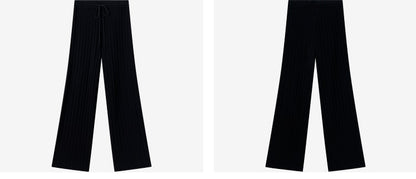 COMME MOI Lv Yan designer summer women's black thin texture knitted straight pants - AYLA.
