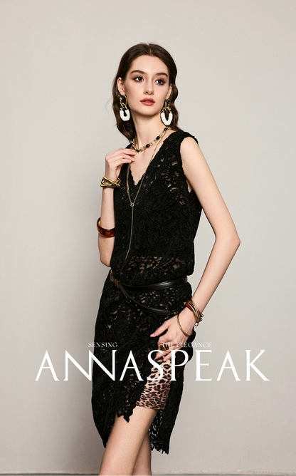 ANNASPEAK versatile chenille velvet lace custom lace dress vest-MAC.