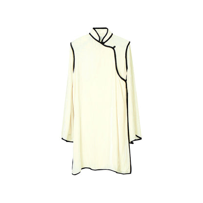 TUYUE white silk velvet improved cheongsam dress- BRENT.