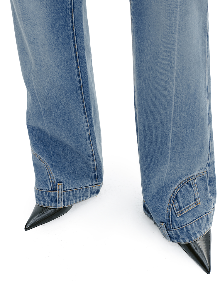 YES BY YESIR  high waisted flared leg denim  jeans - VOLUME.