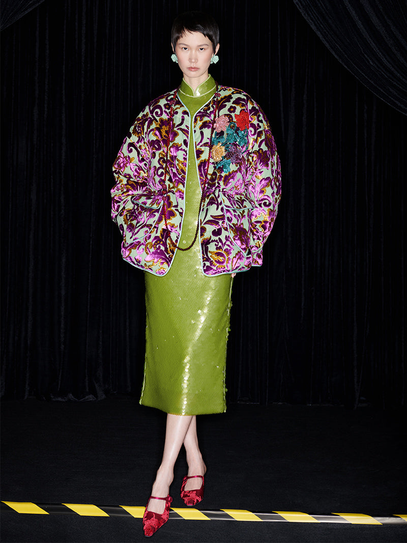 M essential Mackay designer Barcelona colourful iron-embroidered jacket dress set- four.