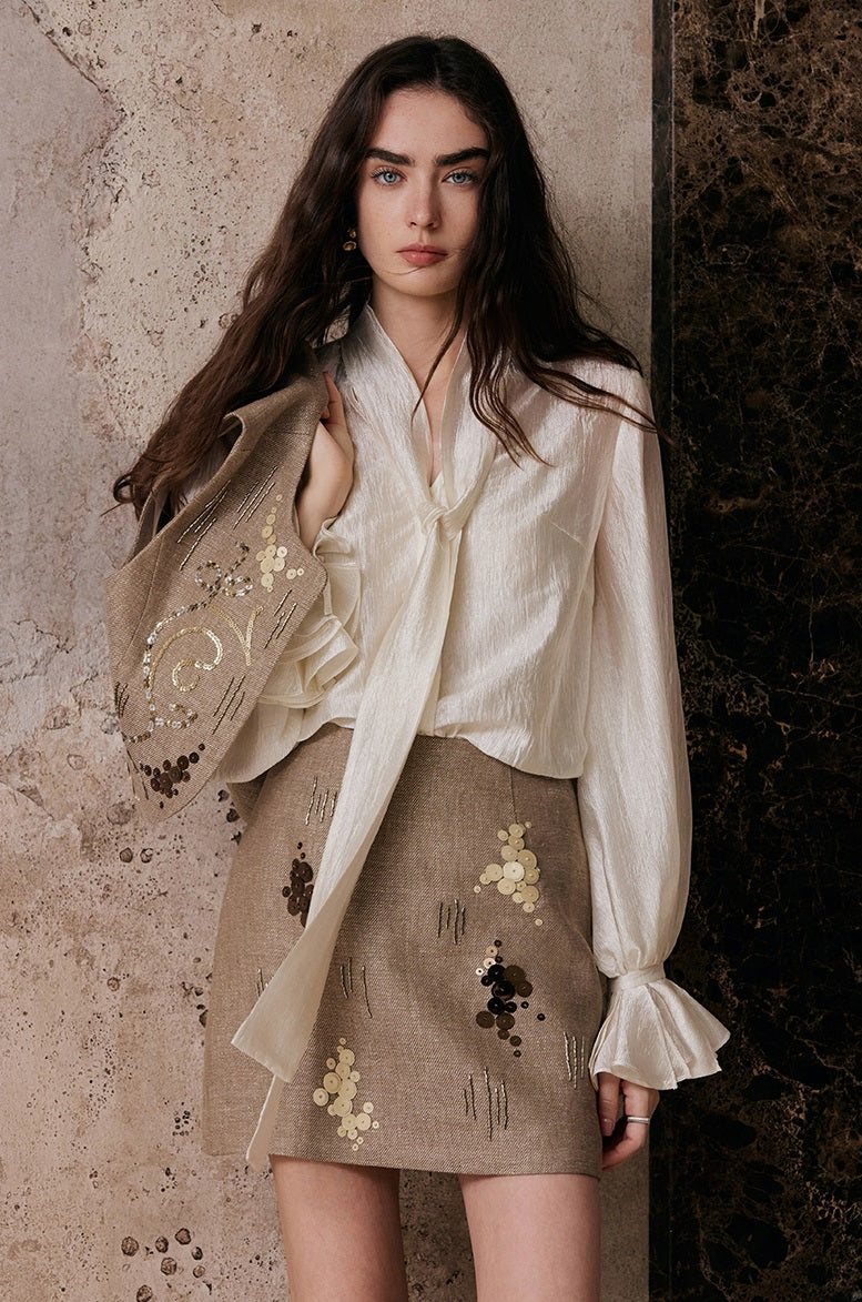 M essential Enchanting Exotic  Resort Linen Vest Chiffon Shirt-AMIRELLE.