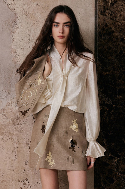 M essential Enchanting Exotic  Resort Linen Vest Chiffon Shirt-AMIRELLE.