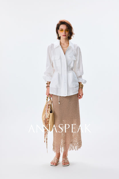 ANNASPEAK  linen light drawstring shunting jacket-SAYE.