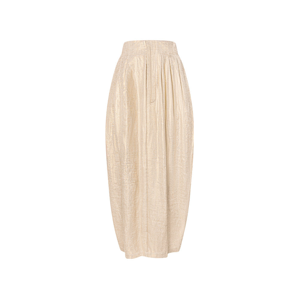 TUYUE  Silver White Linen Mid-Waist Covering Crotch Bud Skirt Long Skirt- NEZUKO.