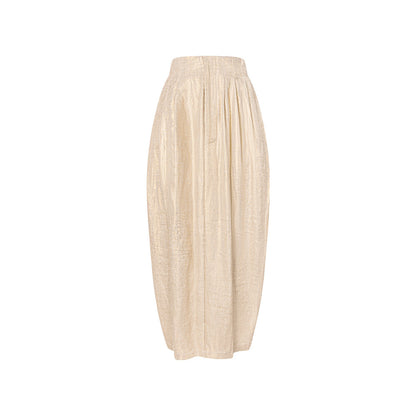 TUYUE  Silver White Linen Mid-Waist Covering Crotch Bud Skirt Long Skirt- NEZUKO.