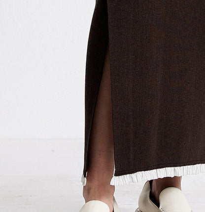 ZHUCHONGYUN autumn wool patchwork knitted straight skirt--YUKIO.