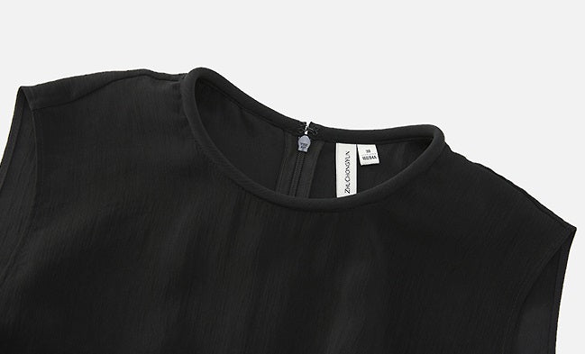 ZHUCHONGYUN new black satin elegant pleated dress--KENZO.