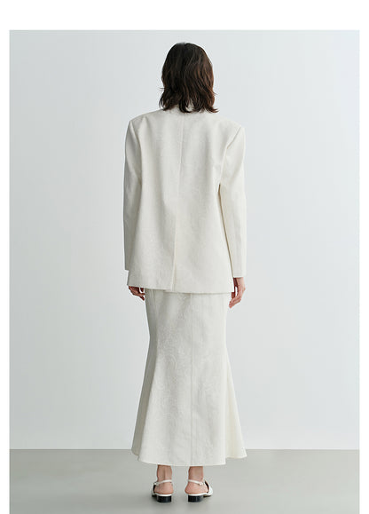 COMME MOI Lv Yan designer spring women's retro jacquard half-length fishtail dress - MARIA.