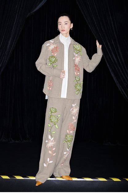 M essential Mackay designer Sedum patch shirt jacket pant set - Eight Treasures