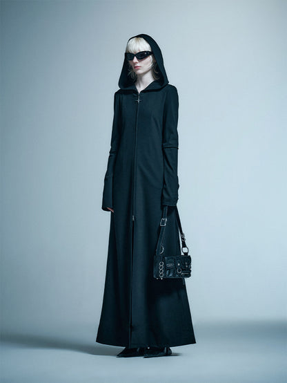 ANNAKIKI Loose Slim Fit Niche Designer Hood Long Coat-RIKU