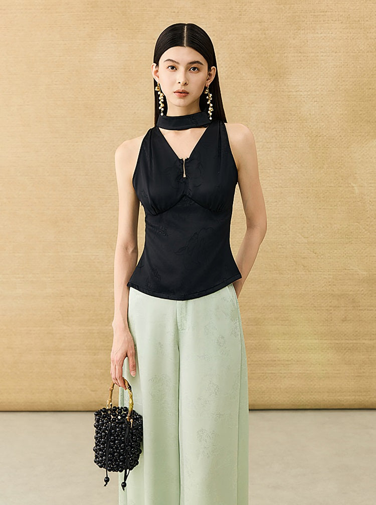 HECO Chinese high-end acetate jacquard drape slimming trousers - QUEEN.