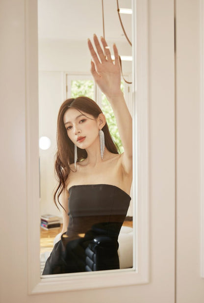 DOLLY Luxury Diamond Rhinestone Stud Chic Tassel Earrings-BABARA