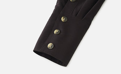 ZHUCHONGYUN Chinese oriental bias shirt collar wool top-YATA.