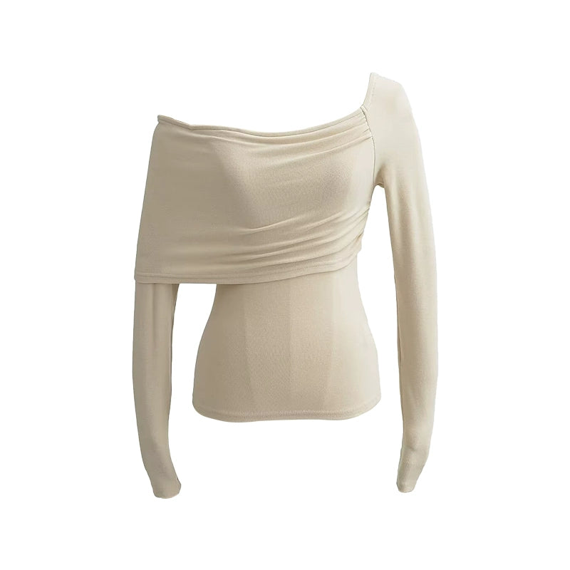 le Palais Vintage 3 off-the-shoulder Off-the-shoulder Asymmetrical Pleated Top-GEAR