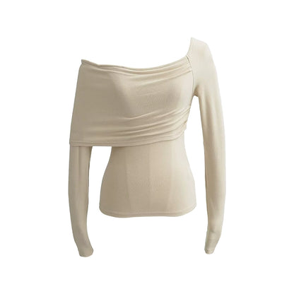 le Palais Vintage 3 off-the-shoulder Off-the-shoulder Asymmetrical Pleated Top-GEAR