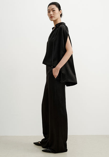 COMME MOI  women's cape shirred drape chic top - HANNAH.