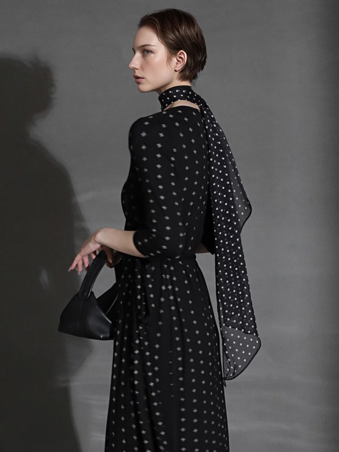 PIAOIN French Hepburn style slim lace-up design goddess long dress-T-AURORA.