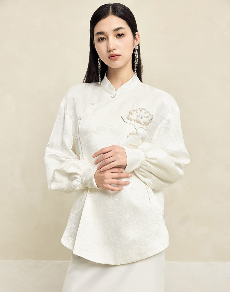 HECO Vinegar Peony Handmade Beaded Embroidered Tops Women - MERCY.