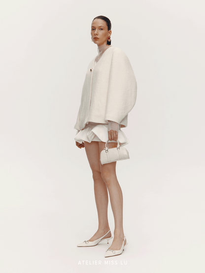 ATELIER MISS LU  Crescent Sleeve Sheep Wool Blend Knit Jacket - SHADE.