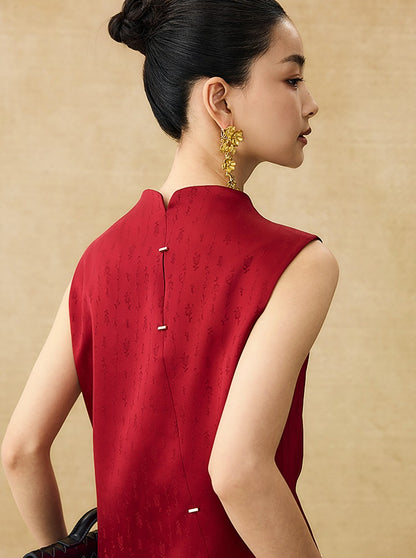 HECO Chinese Acetate Sleeveless Slit Long Dress- BELIEVE.