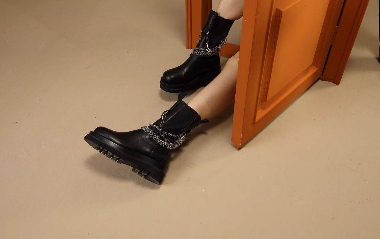 B-FEI Short Black Platform Boots-NYM.