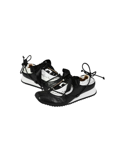 FAME Contrast Bow Lace-On Sneaker Women's Shoes Rococo - DAVID