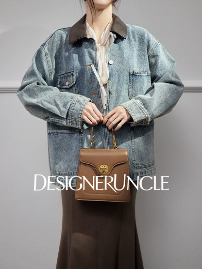 DGU|Denim Blue Retro Lapel Workwear Short Light Luxury Niche Top Jacket - Robert.