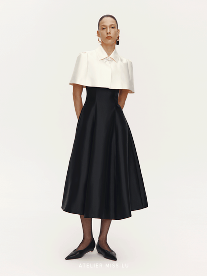 ATELIER MISS LU [Cloud Princess] rhinestone embellishment glossy cape crop top - SILL.