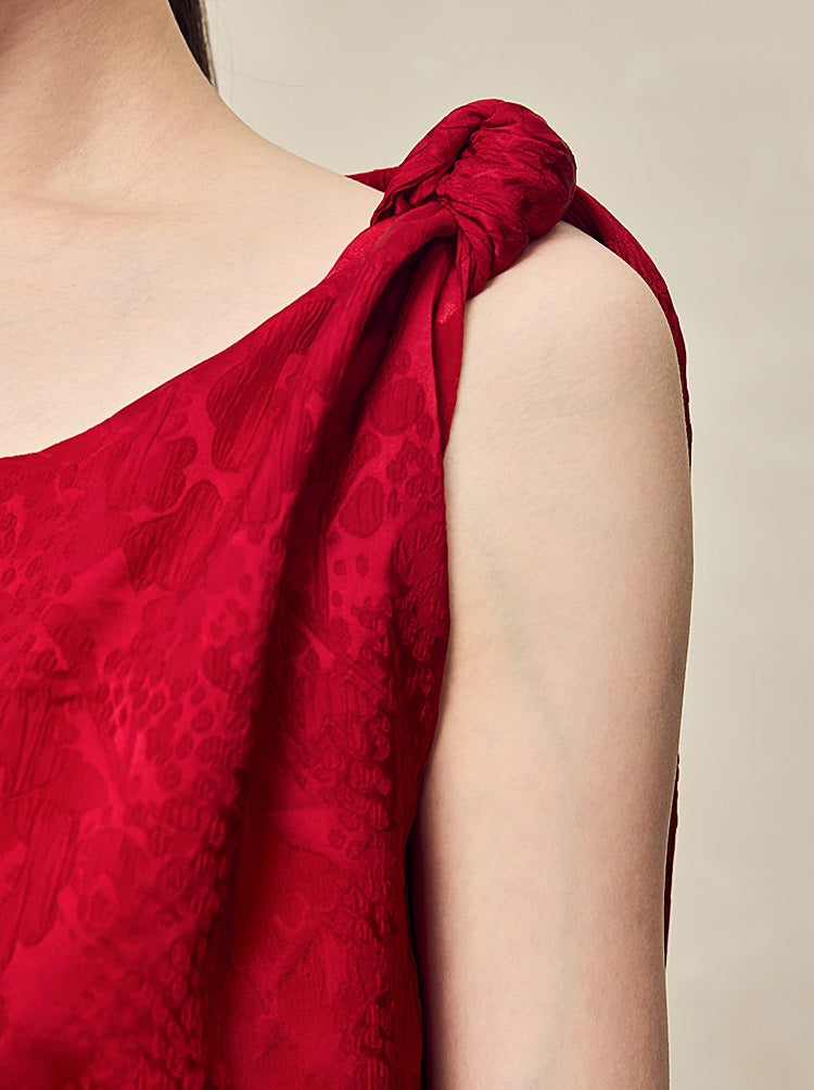 HECO Jacquard Acetic One-sided Kink White Red Black Top Woman - GOSPEL.