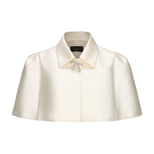 ATELIER MISS LU [Cloud Princess] rhinestone embellishment glossy cape crop top - SILL.
