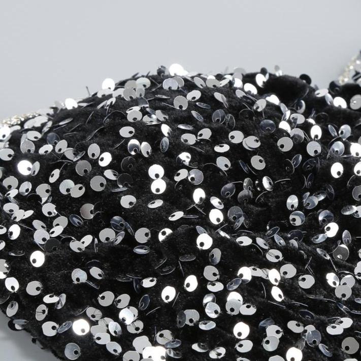 DOLLY Luxury Black Sleeveless Sequin Mesh Ribbon Birthday Dress-CARAMEL