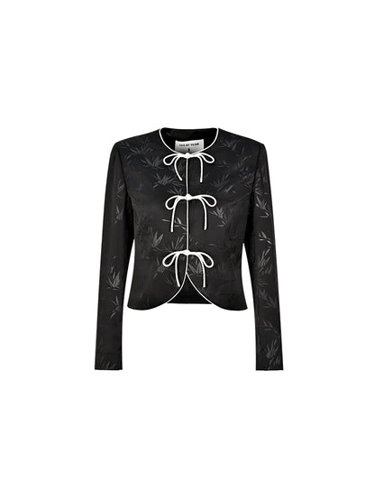 YES BY YESIR | Bamboo Jacquard Chinese-Inspired Short Jacket -YUELINA.