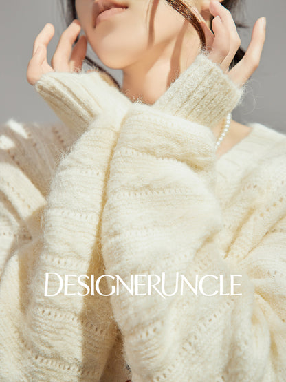 DGU "Warm Tone" White Sweater Autumn New High-end Design Lazy Versatile Trend Top - Louis.