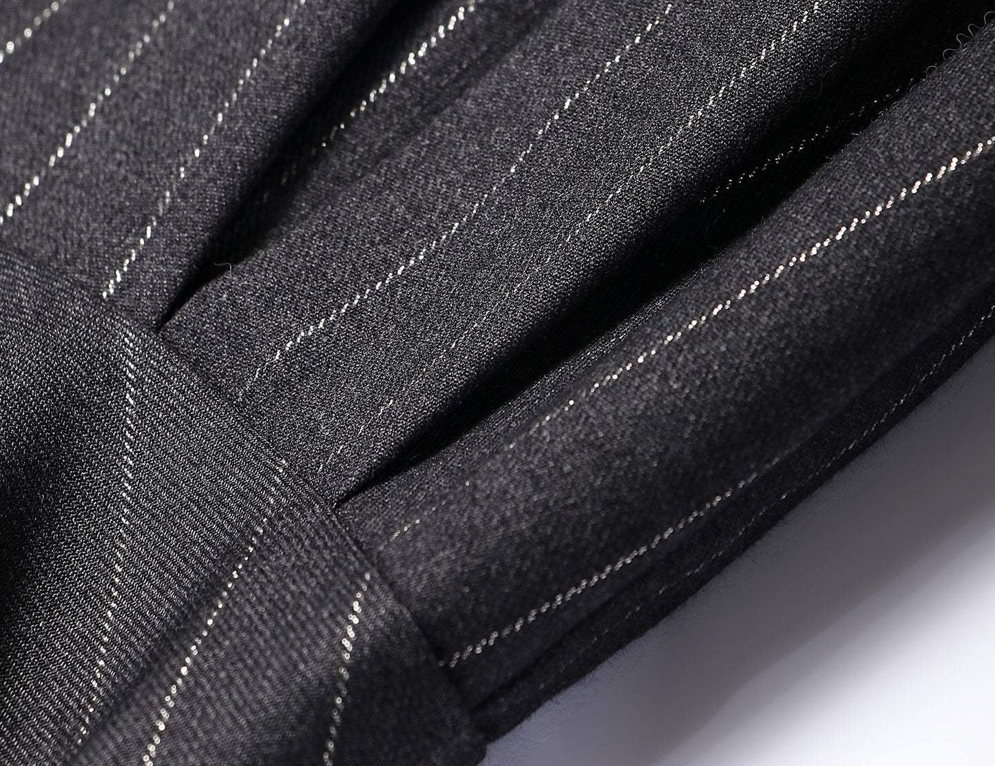 WANGXO | ROW-Style White Stripe Pinched Pleat Hip Slim Shirt Dress -NINA.