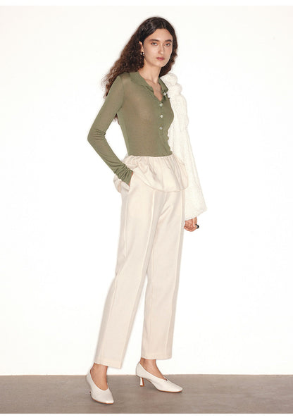 ATELIER MISS LU  spring/summer vintage long sleeves ice feeling knit top - RAIN