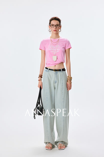 ANNASPEAK fashionable  cotton loose jeans-CHISA.